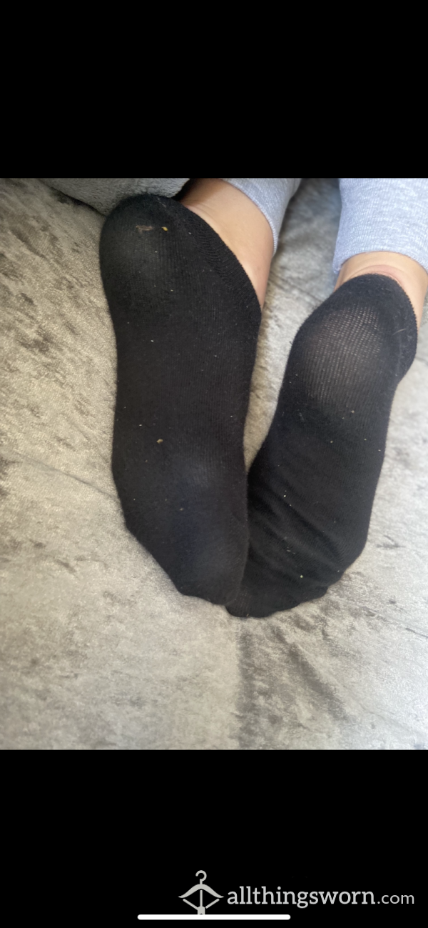 Well-worn Black Ankle Socks