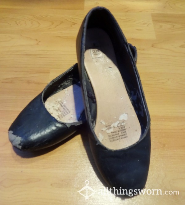 Well-Worn Black Ballet Flats