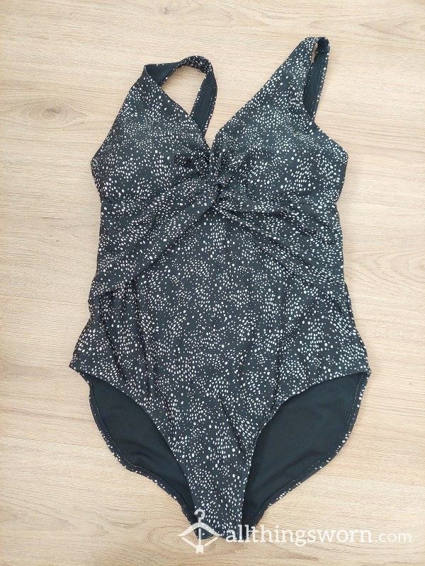 Well Worn Black Spotty Swimsuit, Size 14