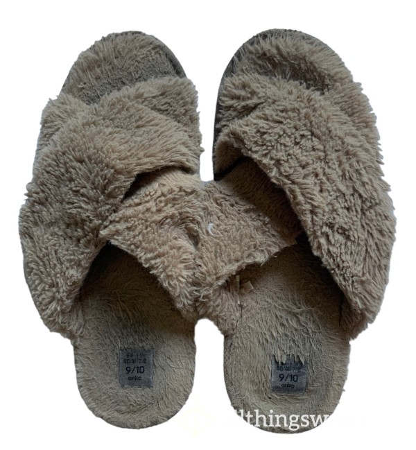 Well Worn Brown Cross Slippers