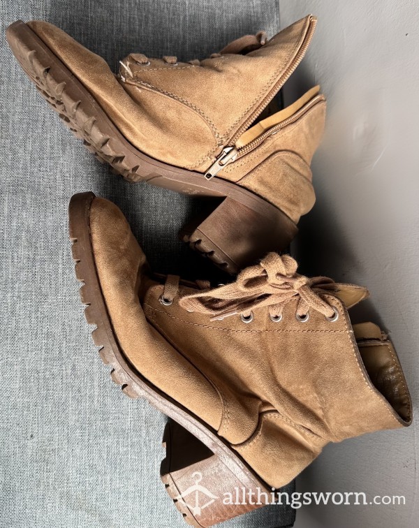 Well-worn Brown Heeled Boots