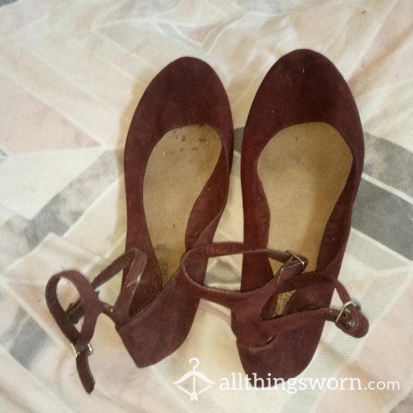 Well Worn Burgundy Flat Shoes