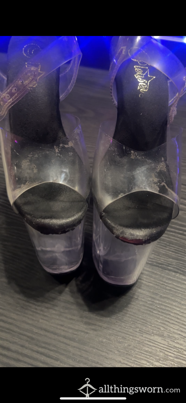 Well Worn Clear Stripper Heels With Add On