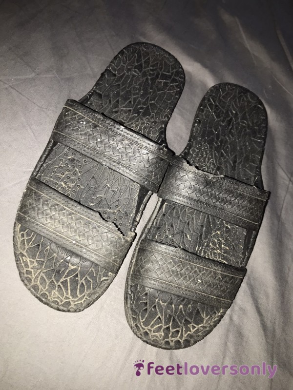 Well Worn Dirty Black Sandals