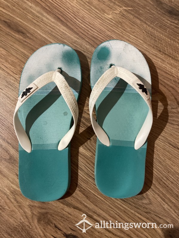 Well-worn Green Flip-flops