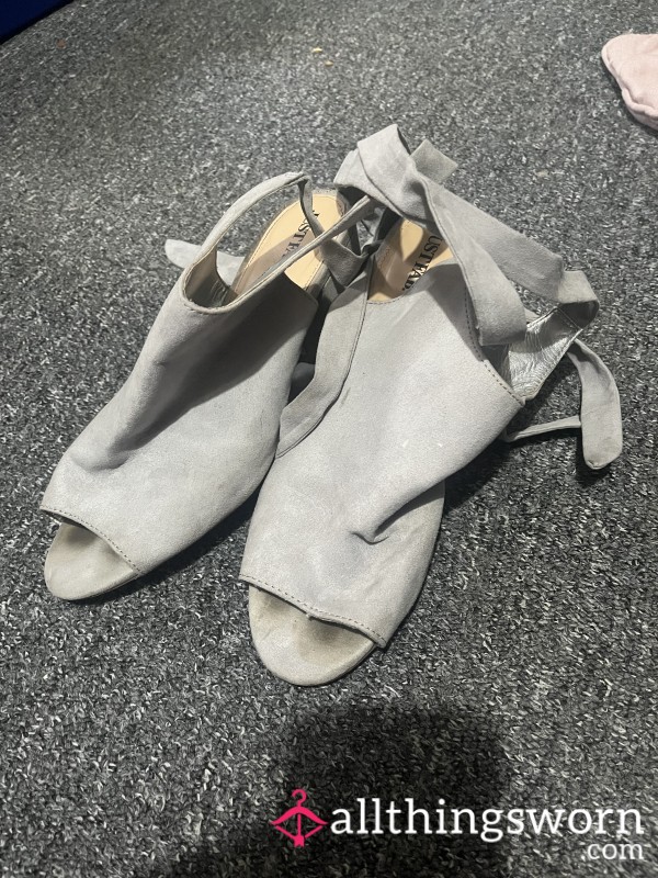 Well Worn Grey Open Toe Heels