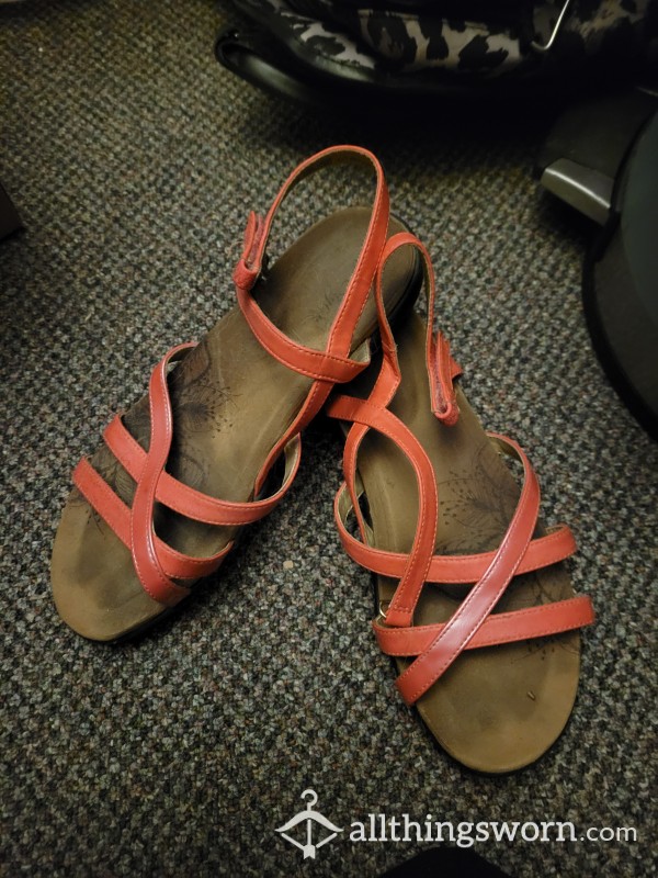 Well Worn Orange Sandals