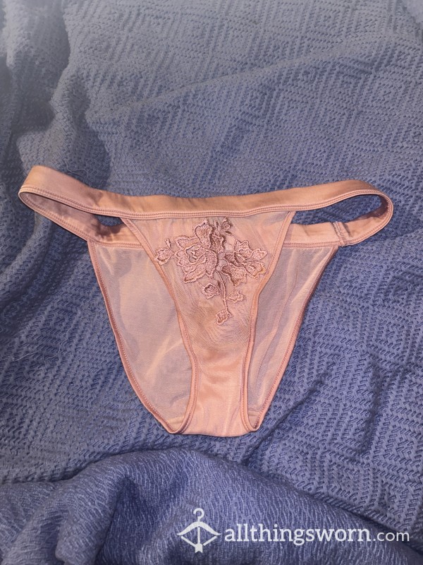 Well Worn Pink Flor*l Mesh Panties