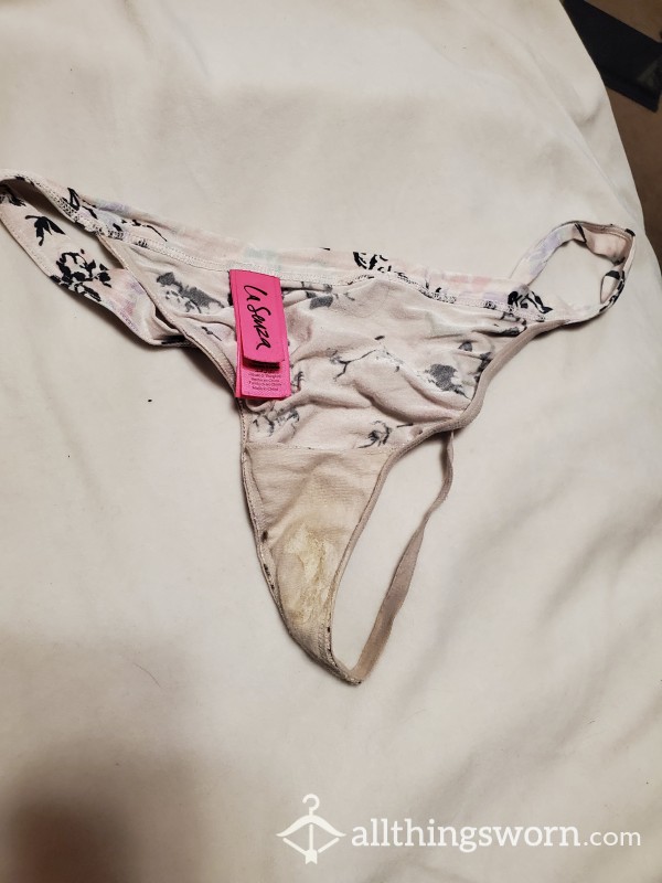 Well-worn Pink Flor*l Thong