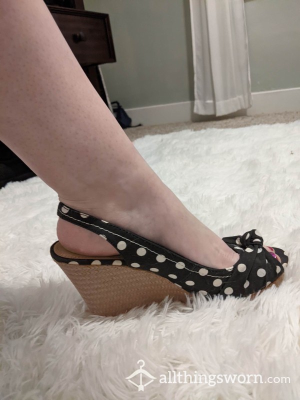 Well Worn Polka Dot Wedges