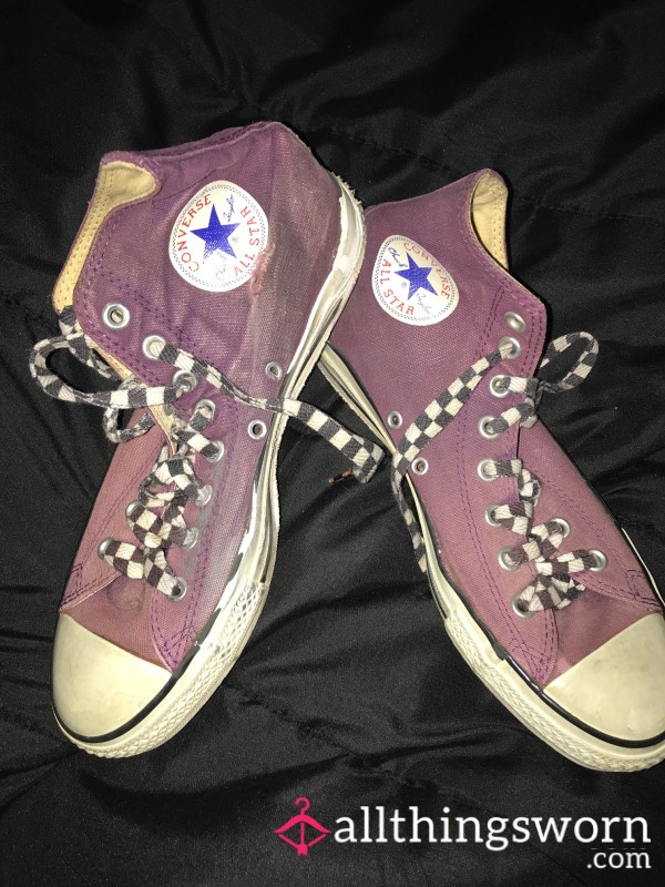 Well WORN Purple Converse Size 10