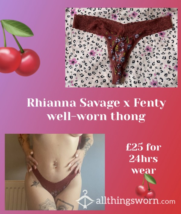 Well-worn (pu**y Dyed) Rhianna Savage X Fenty Autumn Leaves Cotton Thong🍂🔥