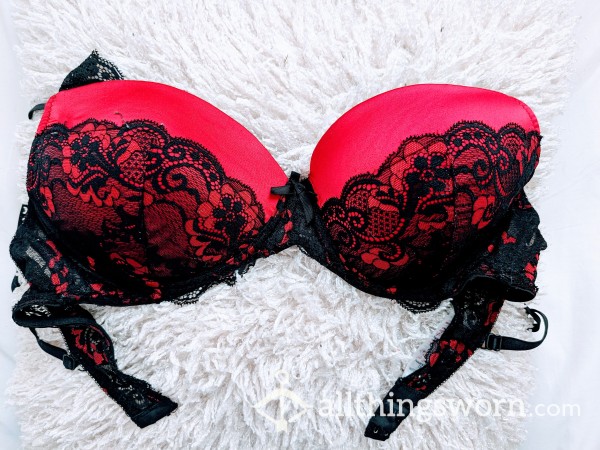 Well Worn S**y Black Lace, Red Bra