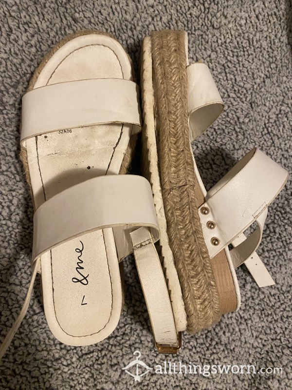 We’ll Worn Stained White Platform/wedge Sandals XXX