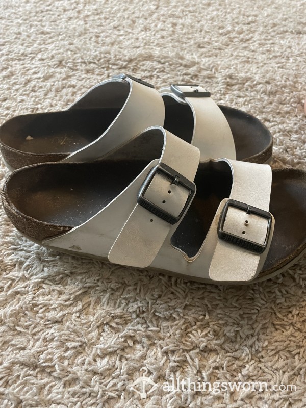 Photos Included-worn White Birkenstock Sandals