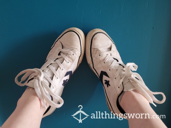 Well Worn White Converse Trainers UK Size 5