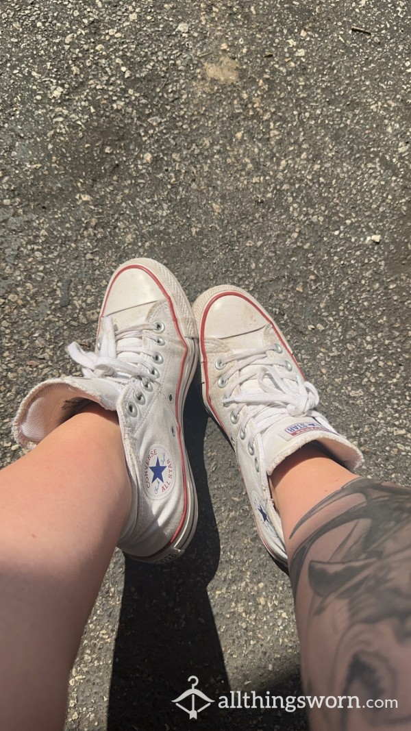 Well Worn White High Top Converse