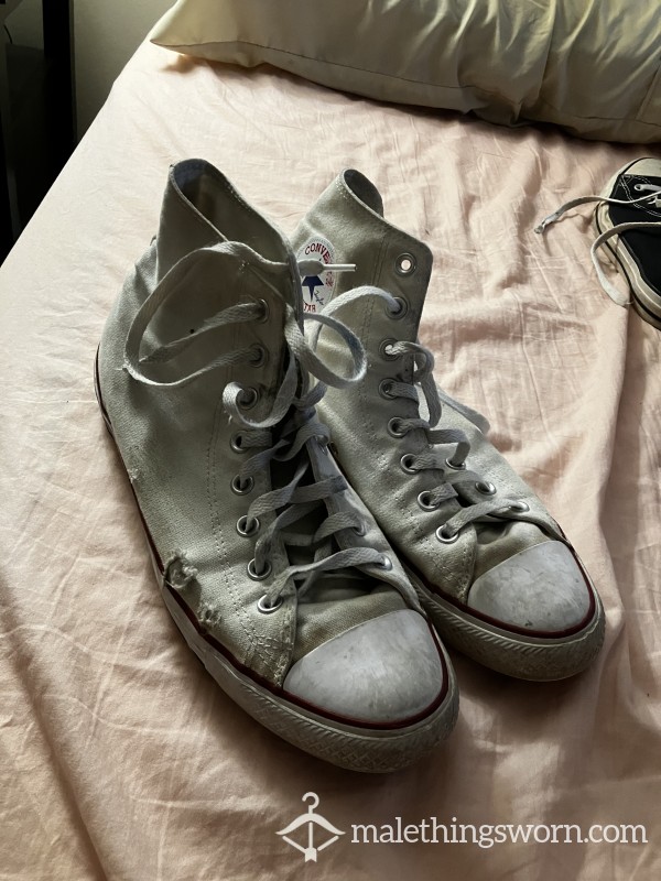 Well Worn White High Top Converse