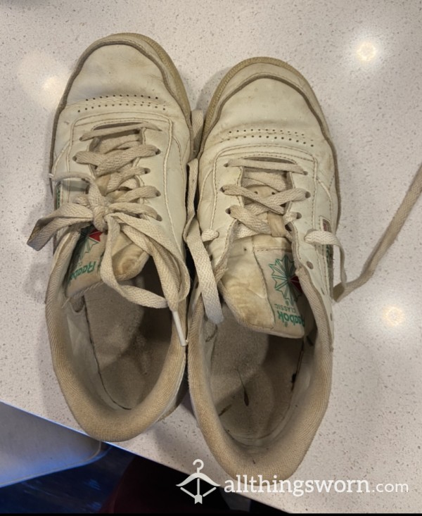 Well Worn White Reebok Sneakers