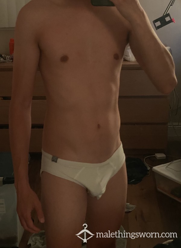 White Aussieb*m Briefs + C*m