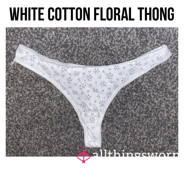 White Cotton Flor*l Thong🤍