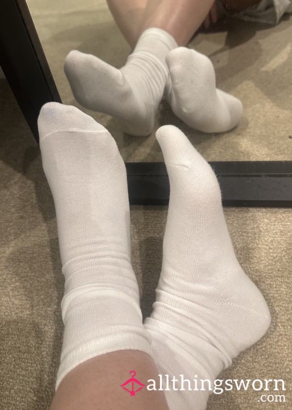 White Crew Ankle Socks