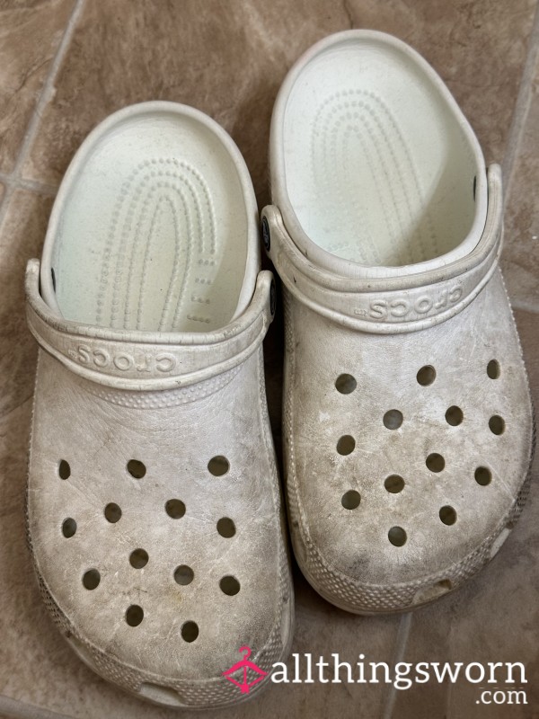 White Crusty Very Used Crocs