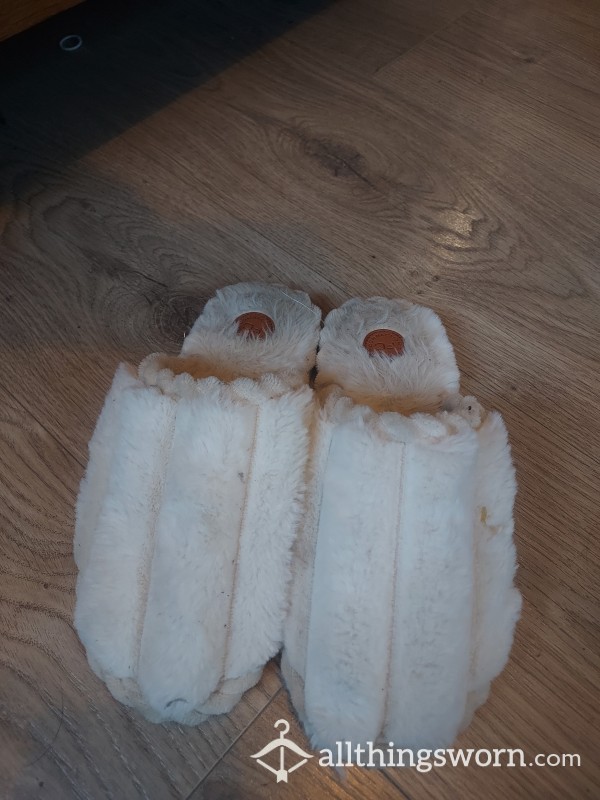 White Fluffy Slippers