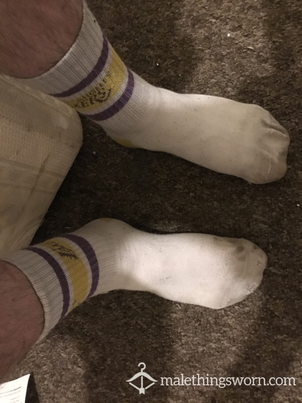 White LA Lakers Socks 38 Hours Worn😈