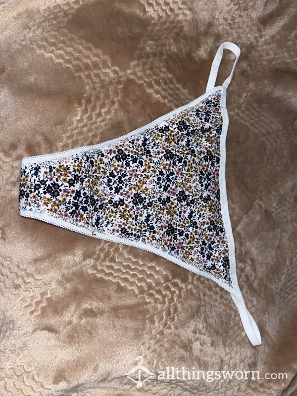 White Pattern Thong