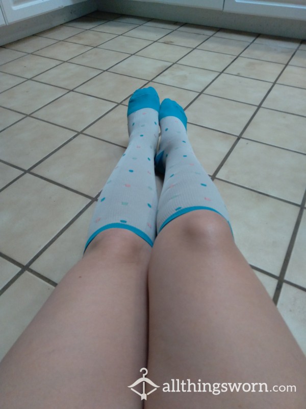 White Polka Dot Compression Socks