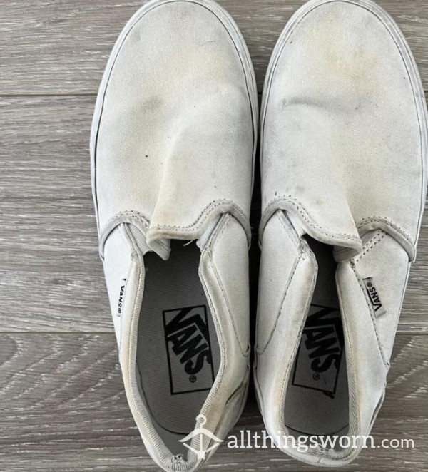 White Slip On Vans