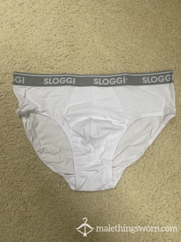 White Sloggi Briefs Fresh Off My S**y Alpha Body 😉