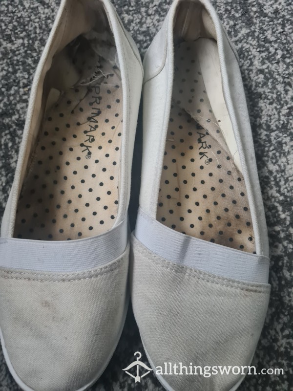 White Well Worn Flats