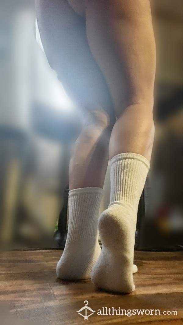 Women's White Dirty Crew Socks --> 😈💦