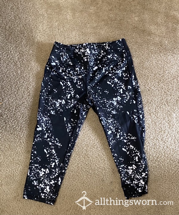 Worn Black And White Gym Leggings