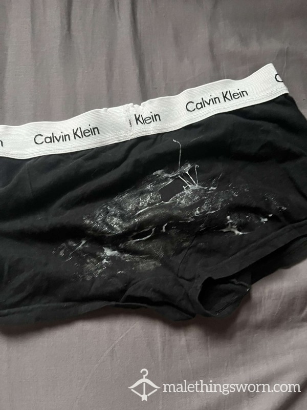 Worn Black CK Boxers With C*m