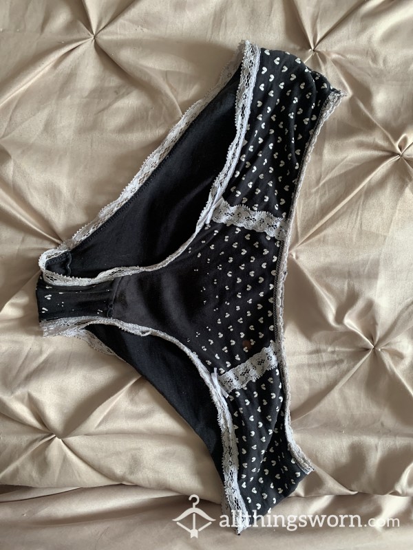 Worn Black Heart Panties