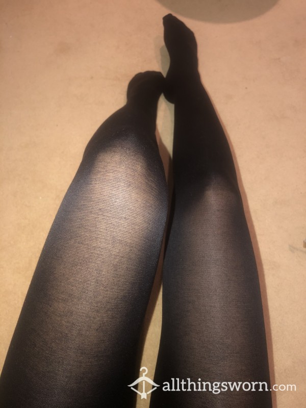 Worn Black Stretchy Tights