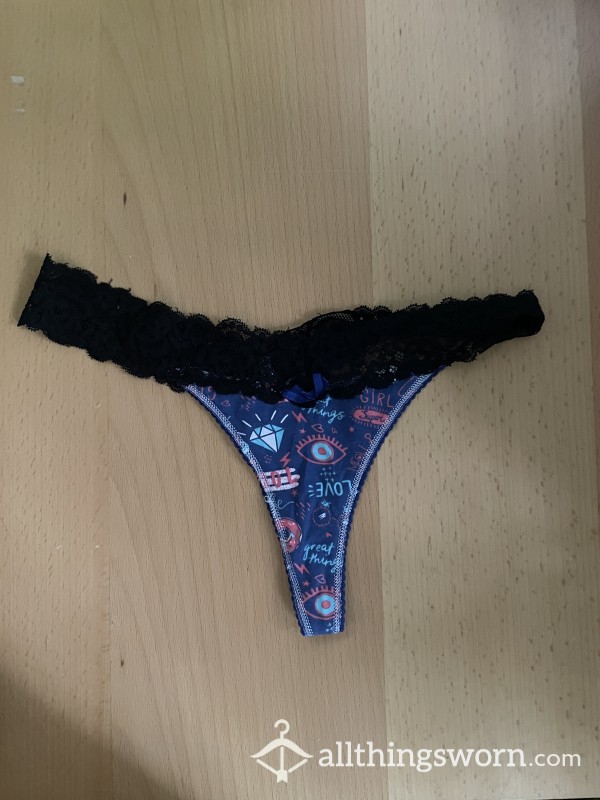 Worn Blue Trippy Thong