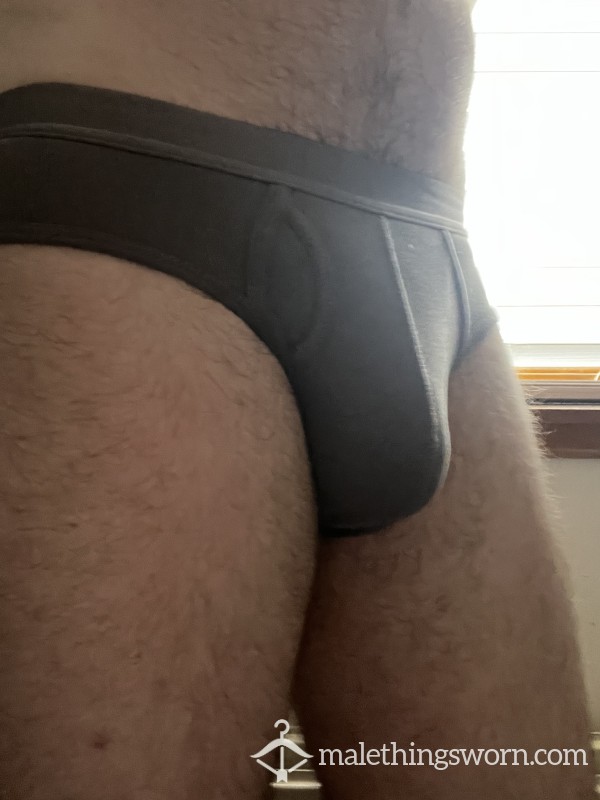 Worn Dark Drey Ribbed Briefs (M)