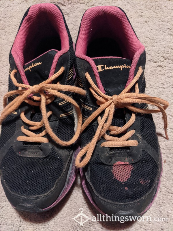 Worn Down Champion Sneakers With Paint