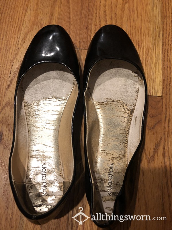 Black Well Worn Flats