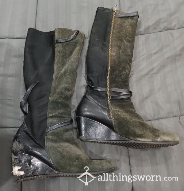 Worn To Death Knee High Boots