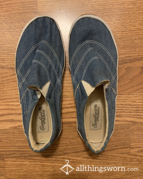 Well Worn Stinky Slip On Denim Trainers