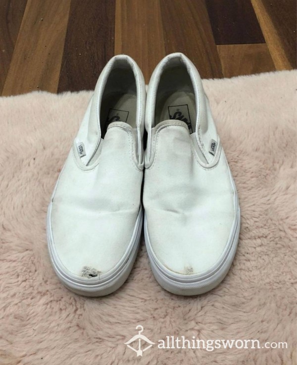 Worn White Vans