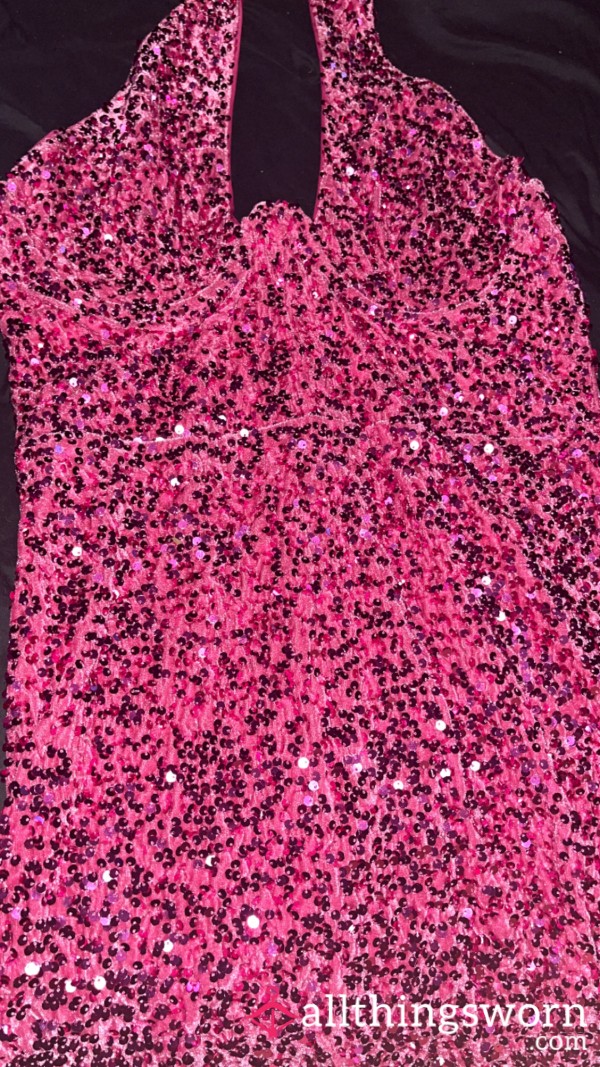 (XL) Sparkly Pink Bodycon Slim Tight Dress 💋