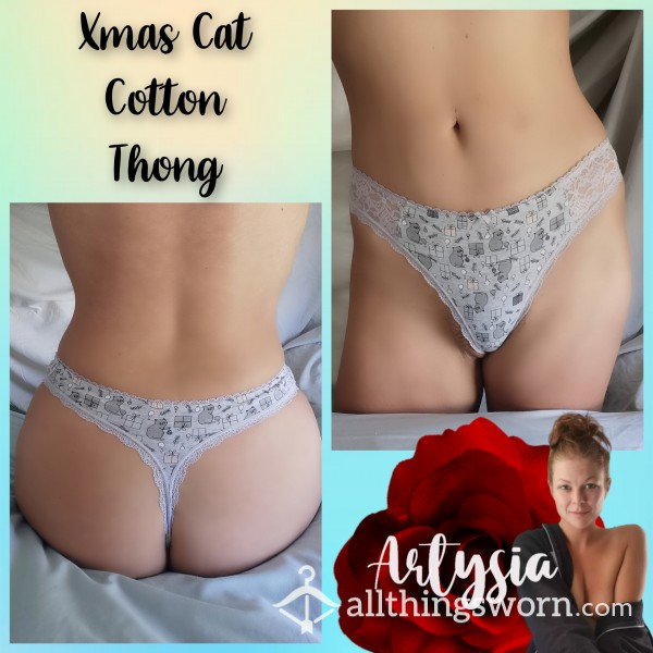 Xmas Cat Cotton Thong