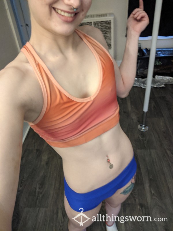 XS Sweaty Orange Sports Bra