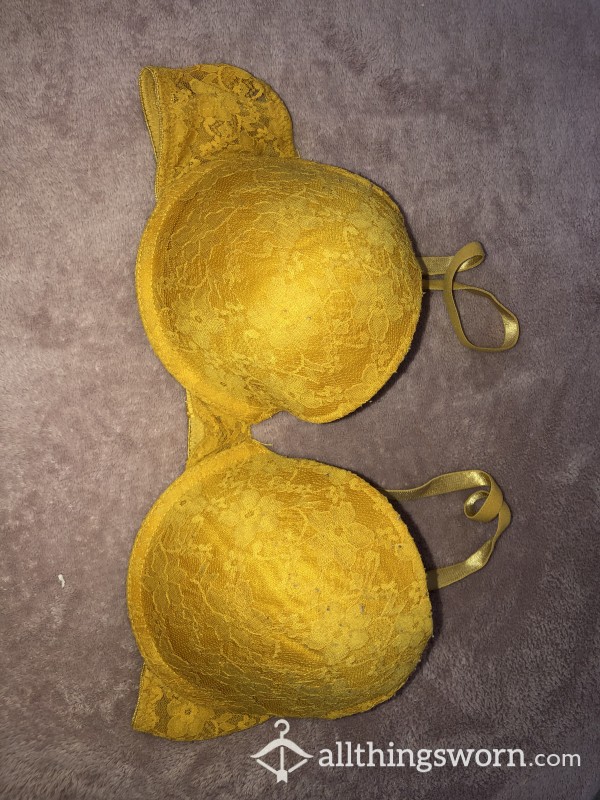 Yellow Flor*l Lace Bra